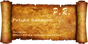 Petyka Radamesz névjegykártya